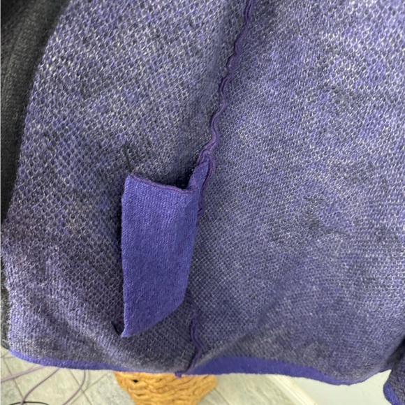 Vintage 60s Wool Pendleton Purple Black Drape Open Cardigan - Picture 4 of 10